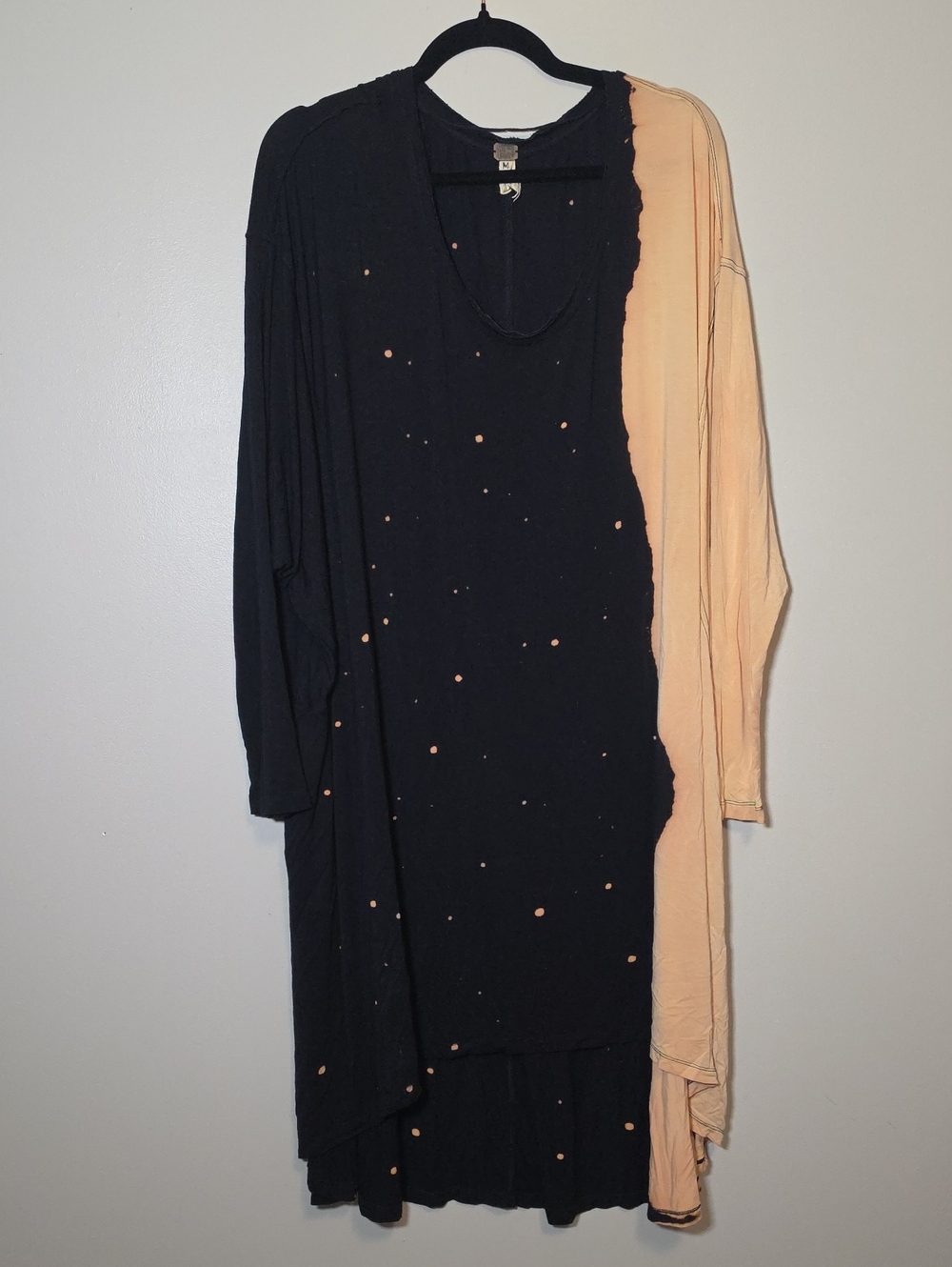 We The Free Two-Tone Black and Peach Bleached Dolman Dress